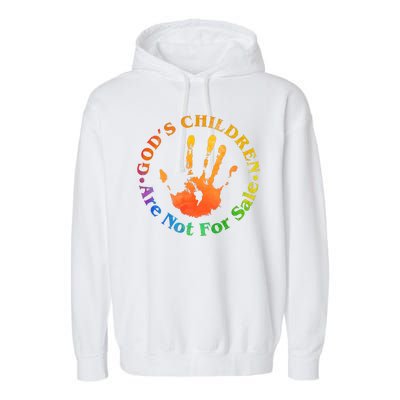 Gods Children Are Not For Sale Colorful Hand Print Garment-Dyed Fleece Hoodie