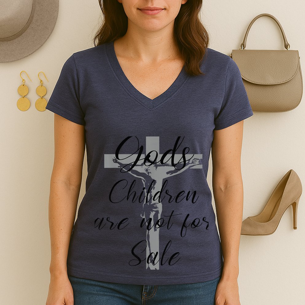 God's Children Are Not For Sale Jesus Christ Christian Wo Women's V-Neck T-Shirt