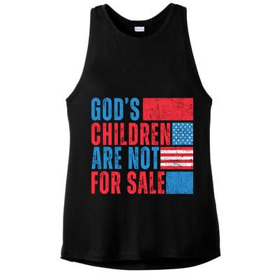 Gods Children Are Not For Sale Vintage Distressed Ladies PosiCharge Tri-Blend Wicking Tank