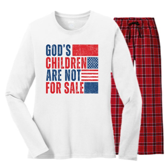 Gods Children Are Not For Sale Vintage Distressed Women's Long Sleeve Flannel Pajama Set 