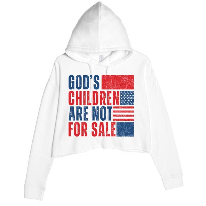 Gods Children Are Not For Sale Vintage Distressed Crop Fleece Hoodie