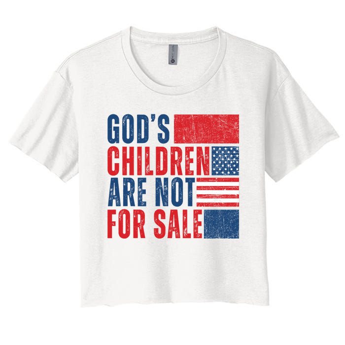 Gods Children Are Not For Sale Vintage Distressed Women's Crop Top Tee