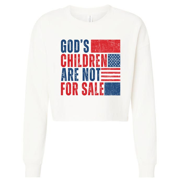 Gods Children Are Not For Sale Vintage Distressed Cropped Pullover Crew