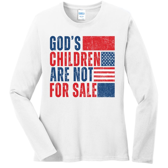 Gods Children Are Not For Sale Vintage Distressed Ladies Long Sleeve Shirt