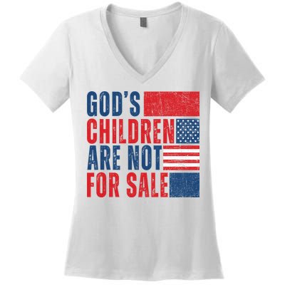 Gods Children Are Not For Sale Vintage Distressed Women's V-Neck T-Shirt