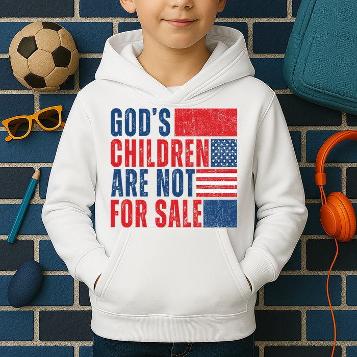 Gods Children Are Not For Sale Vintage Distressed Kids Hoodie