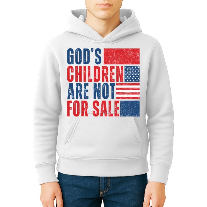 Gods Children Are Not For Sale Vintage Distressed Kids Hoodie