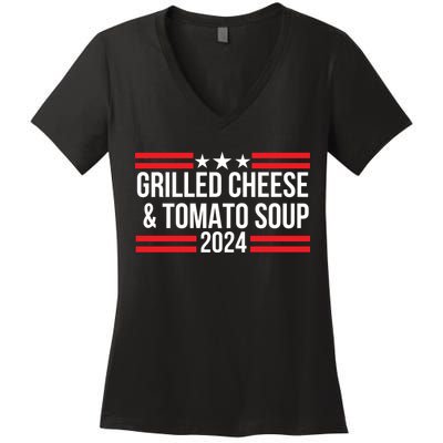 Grilled Cheese And Tomato Soup 2024 Funny Foodie Food Women's V-Neck T-Shirt