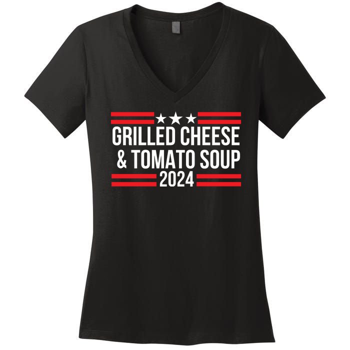 Grilled Cheese And Tomato Soup 2024 Funny Foodie Food Women's V-Neck T-Shirt