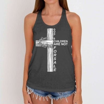 Gods Children Are Not For Sale Cross Women's Knotted Racerback Tank
