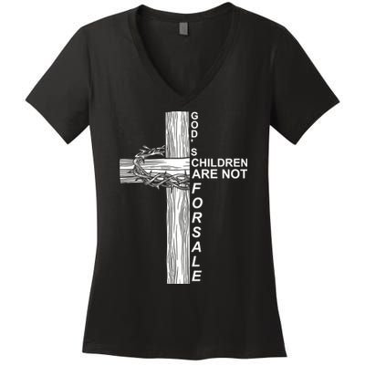 Gods Children Are Not For Sale Cross Women's V-Neck T-Shirt