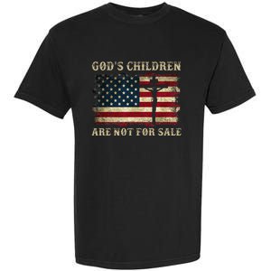 Gods Children Are Not For Sale American Flag Cross Christian Garment-Dyed Heavyweight T-Shirt