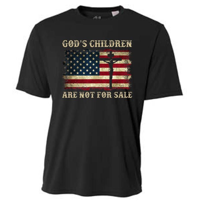 Gods Children Are Not For Sale American Flag Cross Christian Cooling Performance Crew T-Shirt