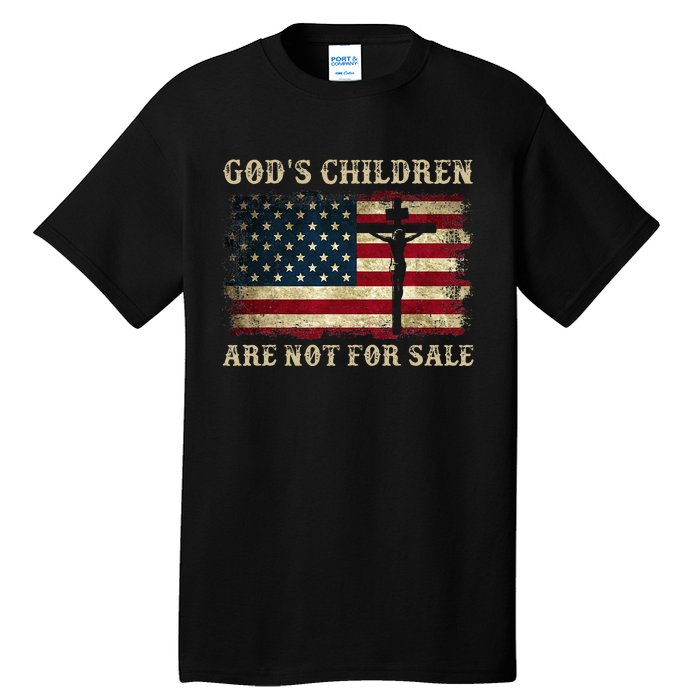 Gods Children Are Not For Sale American Flag Cross Christian Tall T-Shirt