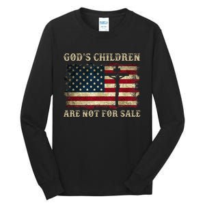 Gods Children Are Not For Sale American Flag Cross Christian Tall Long Sleeve T-Shirt