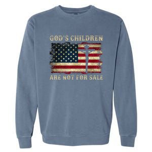 Gods Children Are Not For Sale American Flag Cross Christian Garment-Dyed Sweatshirt