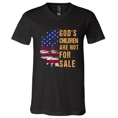 Gods Children Are Not For Sale Funny Political V-Neck T-Shirt