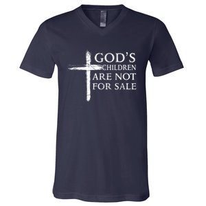 Gods Children Are Not For Sale Cross Christian V-Neck T-Shirt