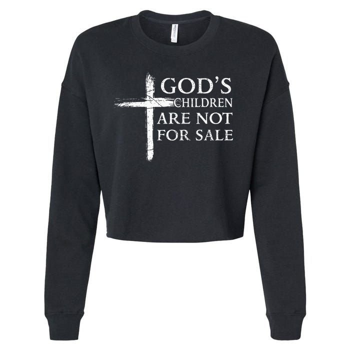 Gods Children Are Not For Sale Cross Christian Cropped Pullover Crew