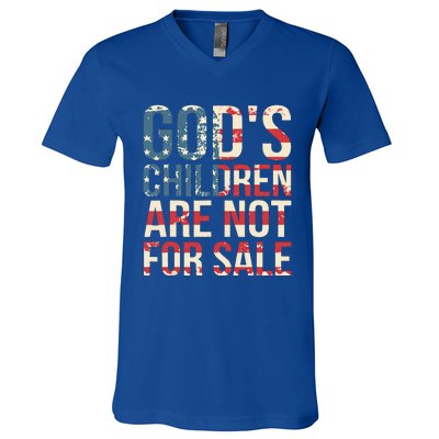 Gods Children Are Not For Sale Funny Political V-Neck T-Shirt