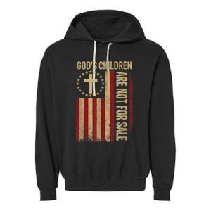 Gods Children Are Not For Sale Cross Christian Fun Idea Garment-Dyed Fleece Hoodie