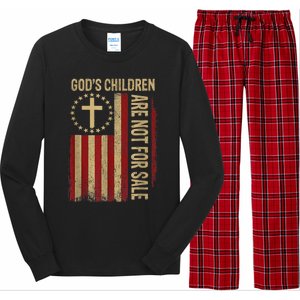 Gods Children Are Not For Sale Cross Christian Fun Idea Long Sleeve Pajama Set