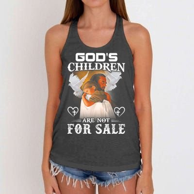 Gods Children Are Not For Sale Protect Children Women's Knotted Racerback Tank