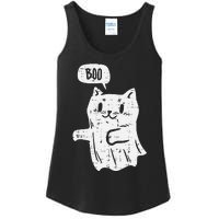 Ghost Cat Boo Funny Halloween Animal Pet Ladies Essential Tank