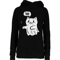 Ghost Cat Boo Funny Halloween Animal Pet Womens Funnel Neck Pullover Hood