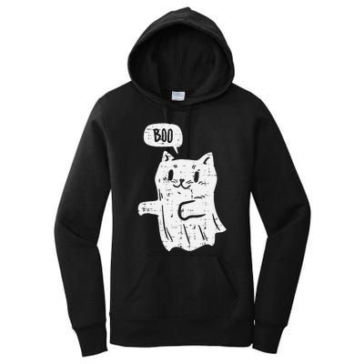 Ghost Cat Boo Funny Halloween Animal Pet Women's Pullover Hoodie