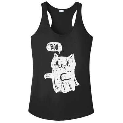 Ghost Cat Boo Funny Halloween Animal Pet Ladies PosiCharge Competitor Racerback Tank