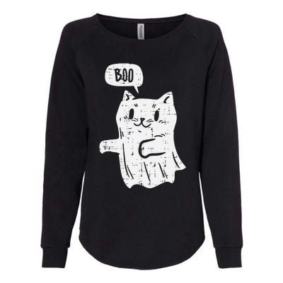 Ghost Cat Boo Funny Halloween Animal Pet Womens California Wash Sweatshirt