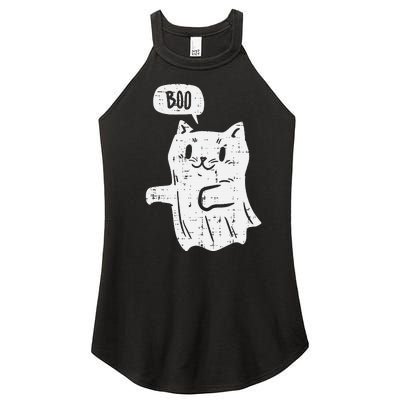 Ghost Cat Boo Funny Halloween Animal Pet Women's Perfect Tri Rocker Tank