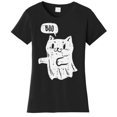 Ghost Cat Boo Funny Halloween Animal Pet Women's T-Shirt