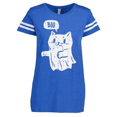 Ghost Cat Boo Funny Halloween Animal Pet Enza Ladies Jersey Football T-Shirt