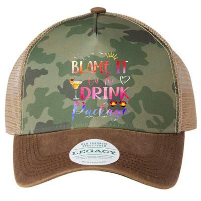 Girl Cruise Blame It On The Drink Package Drinking Booze Legacy Tie Dye Trucker Hat
