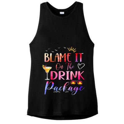 Girl Cruise Blame It On The Drink Package Drinking Booze Ladies PosiCharge Tri-Blend Wicking Tank