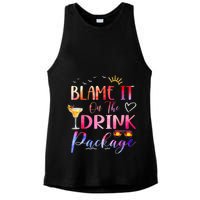 Girl Cruise Blame It On The Drink Package Drinking Booze Ladies PosiCharge Tri-Blend Wicking Tank