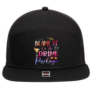 Girl Cruise Blame It On The Drink Package Drinking Booze 7 Panel Mesh Trucker Snapback Hat