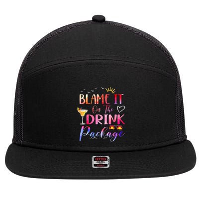 Girl Cruise Blame It On The Drink Package Drinking Booze 7 Panel Mesh Trucker Snapback Hat