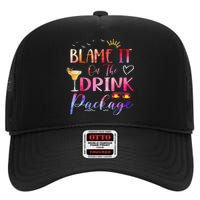 Girl Cruise Blame It On The Drink Package Drinking Booze High Crown Mesh Back Trucker Hat