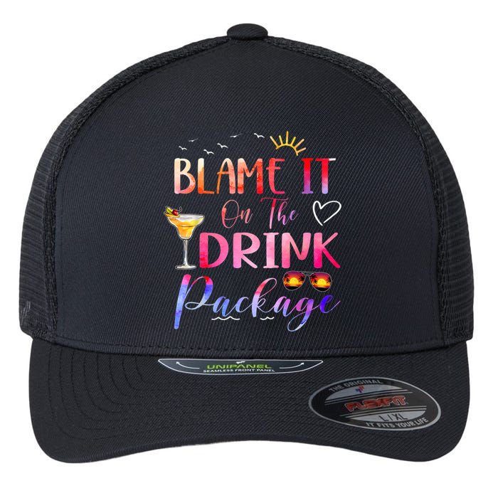 Girl Cruise Blame It On The Drink Package Drinking Booze Flexfit Unipanel Trucker Cap