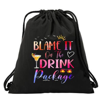 Girl Cruise Blame It On The Drink Package Drinking Booze Drawstring Bag