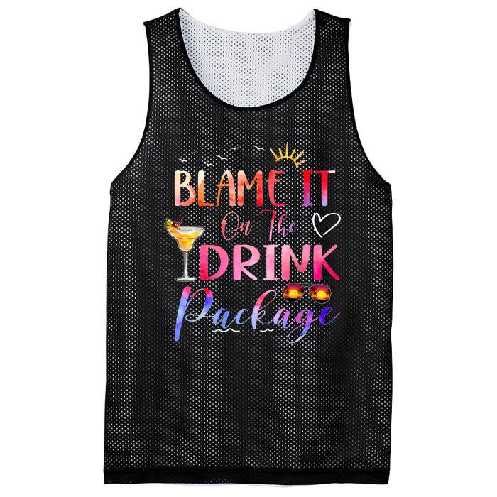 Girl Cruise Blame It On The Drink Package Drinking Booze Mesh Reversible Basketball Jersey Tank