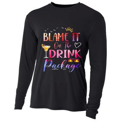 Girl Cruise Blame It On The Drink Package Drinking Booze Cooling Performance Long Sleeve Crew