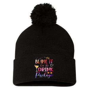 Girl Cruise Blame It On The Drink Package Drinking Booze Pom Pom 12in Knit Beanie