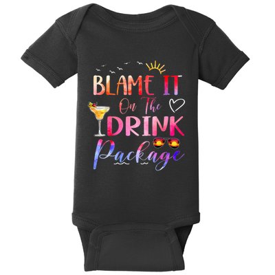 Girl Cruise Blame It On The Drink Package Drinking Booze Baby Bodysuit
