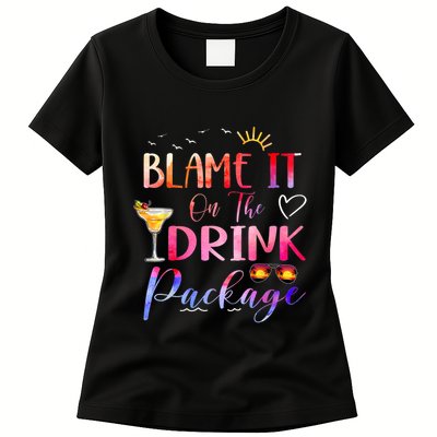 Girl Cruise Blame It On The Drink Package Drinking Booze Womens T-Shirt