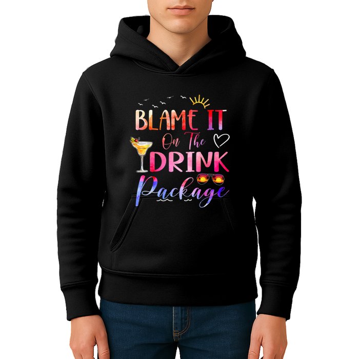 Girl Cruise Blame It On The Drink Package Drinking Booze Kids Hoodie