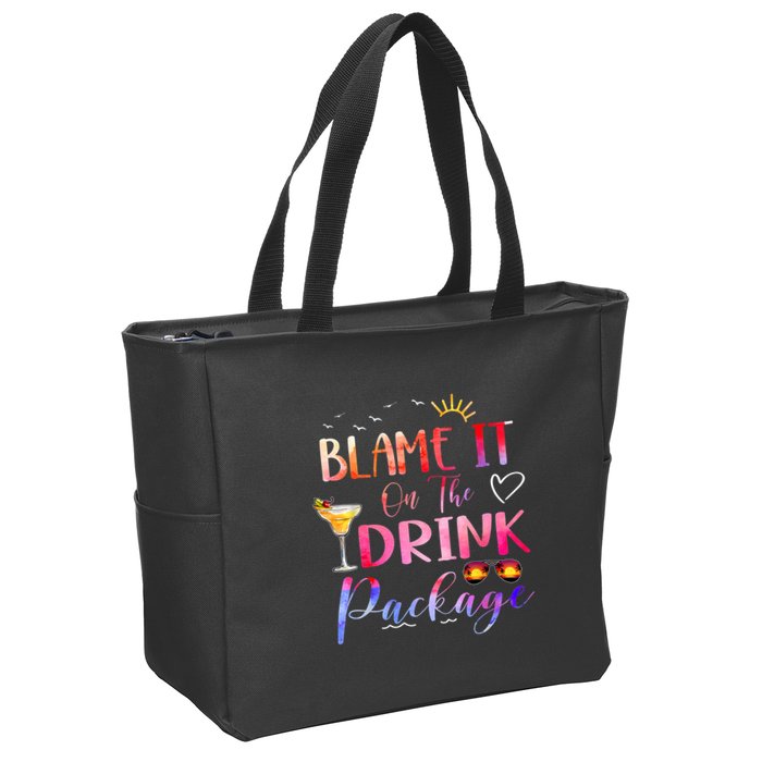 Girl Cruise Blame It On The Drink Package Drinking Booze Zip Tote Bag